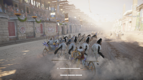When on his downtime, the Medjay ranger can take part in arena combat and chariot races to win gold and other prizes.