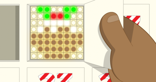 Raspberry Pi Christmas Resources A cartoon Sense HAT lit up in the design of a Christmas pudding - Raspberry Pi Christmas Resources