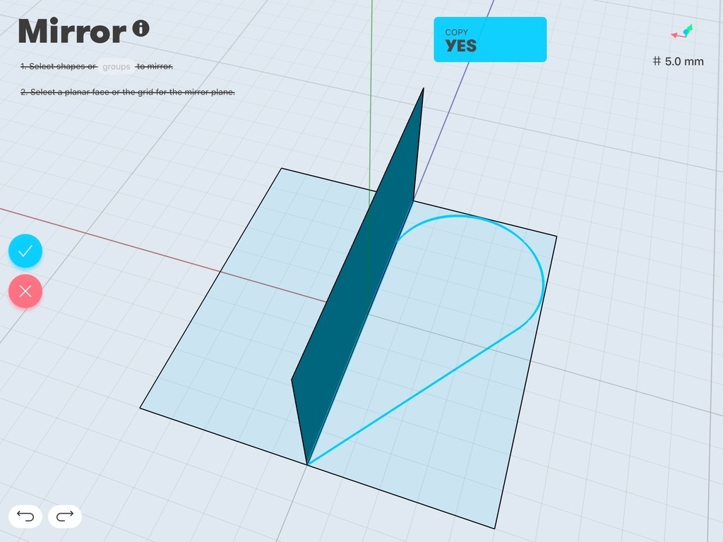 Mirror and copy in Shapr3D