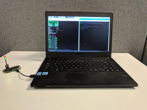 A Raspberry Pi zero connected to a laptop - GPIO expander