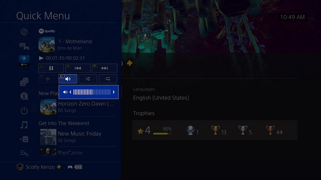 PS4 System Software Update 5.50: Quick Menu - Music shortcut