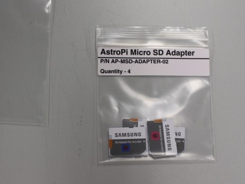 Micro SD cards in bag — Astro Pi upgrades