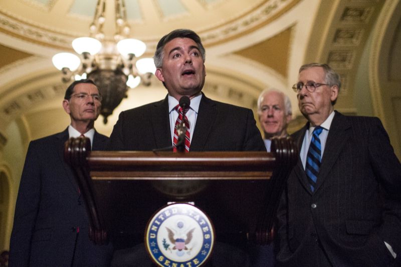 Senate Lawmakers Address The Media After Weekly Policy Luncheons