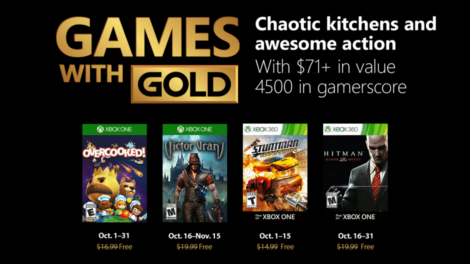 New Games with Gold for October 2018