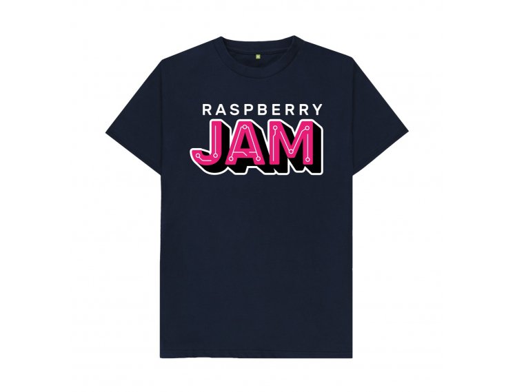 A Raspberry Jam t-shirt - black, with the logo on the front