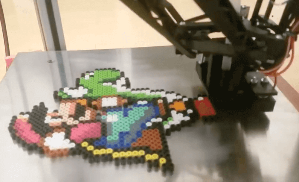 3D printer modified to print with Perler beads