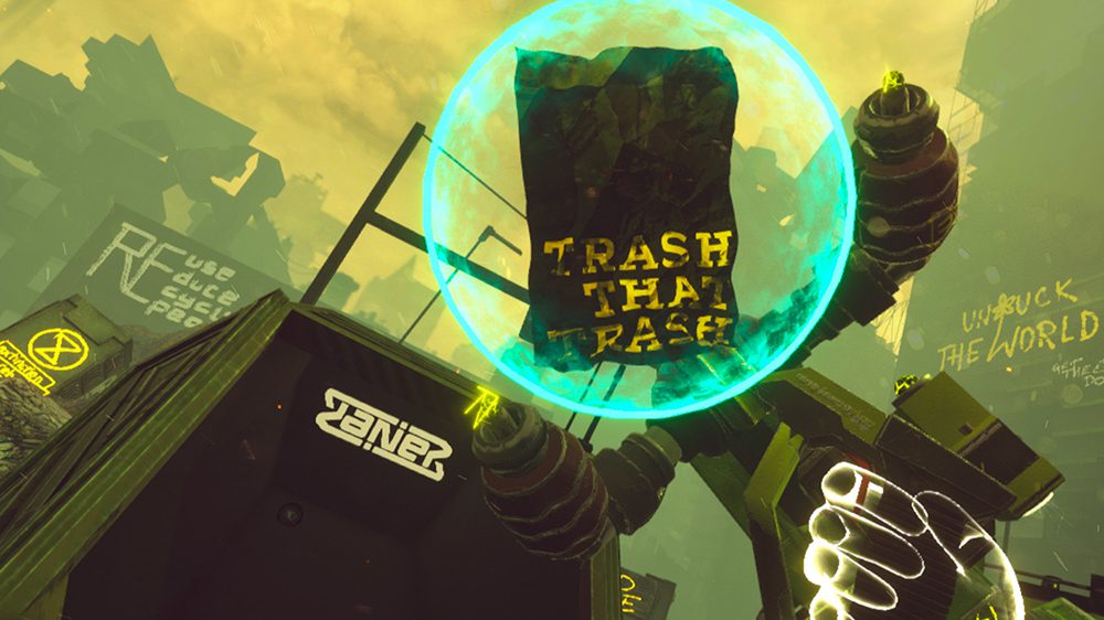 Clean up the planet with awesome robot arms in Trash Rage from Giant Lazer