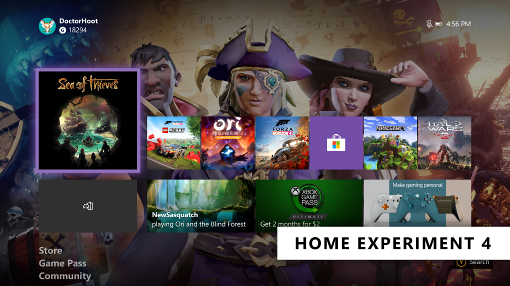 Xbox One Home dashboard