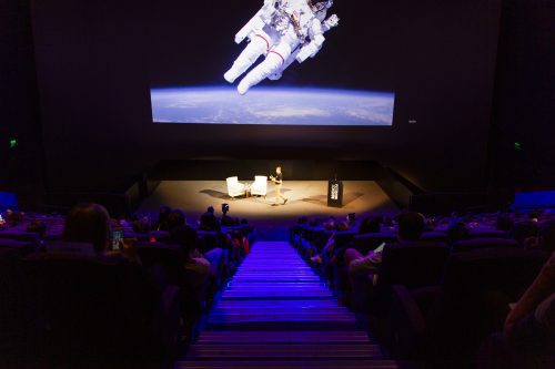 Tim Peake giving a talk at the Science Museum