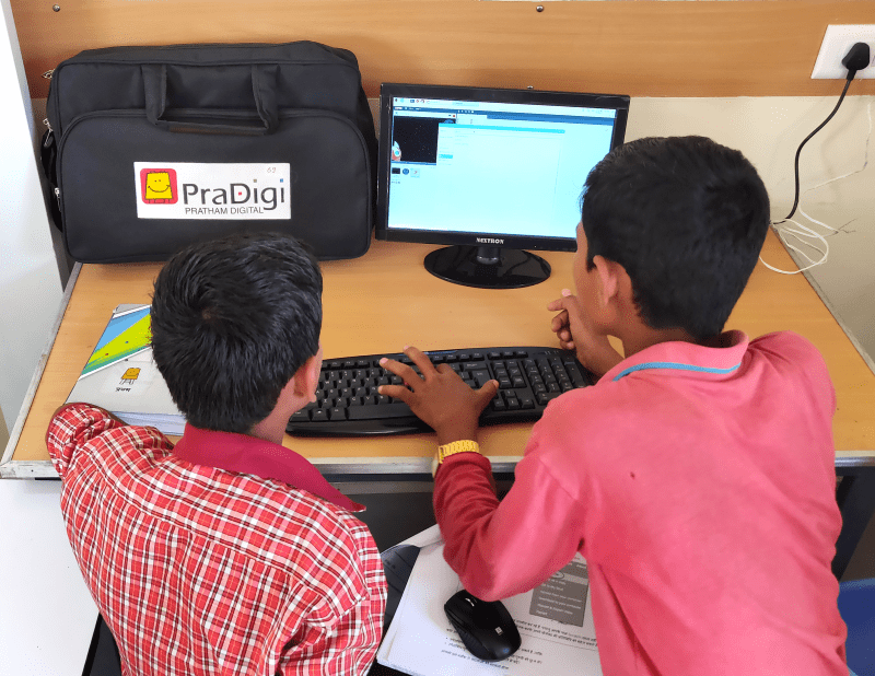 Pratham Education supplied Raspberry Pi-based computing kits for Code Club members to use