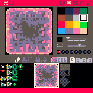 Figure 1 A big block of terrain tiles makes a good palette with which to paint your levels. Distinguish between background and foreground with sprite flags