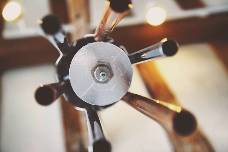 When a chime hits the central disc, it completes a circuit and triggers a key press on the Raspberry Pi