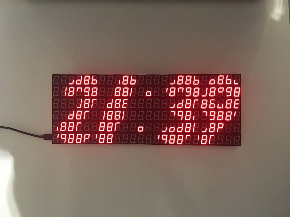 144 7-segment displays make up this delightful digital clock