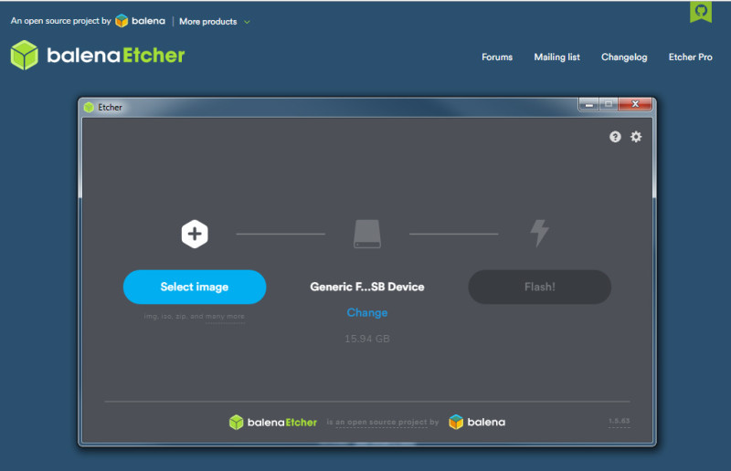 Use balenaEtcher to image your boot file