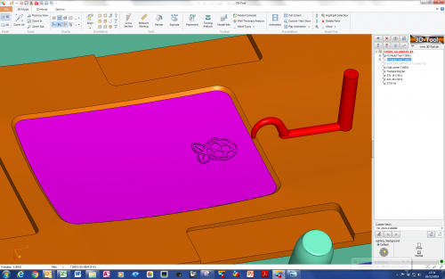 CAD representations of logo and tool