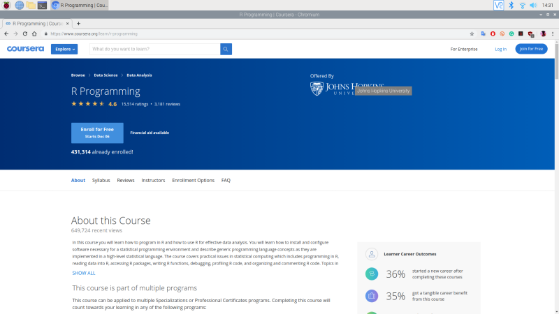 Coursera provides access to online learning tools provided by respected academic institutions