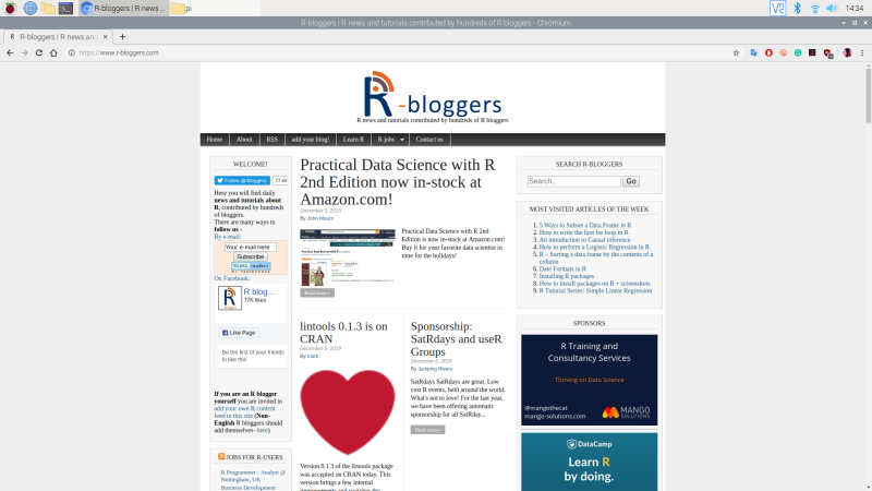 Keep abreast of what's being posted online about R with the R-blogger content aggregator