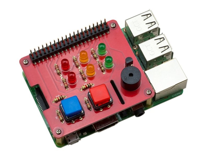 Jam HAT is a simple board that adds LEDs, buttons and a buzzer to give pizzazz to your coding projects