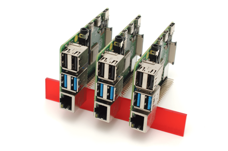 The Raspberry Pi 4 Stand holds up to three boards side-by-side, making a very cost-effective cluster