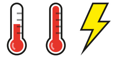 Firmware warning icons: over-temperature (80–85°C); over-temperature warning (over 85°C) and undervoltage