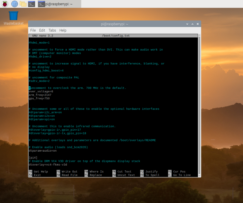 Edit the config.txt settings to overclock Raspberry Pi 4