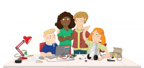 A family of digital makers (illustration)