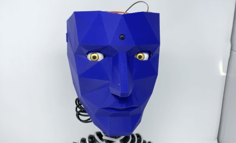 The Watchman is a 3D-printed robot head that follows your face with realistic eyeballs