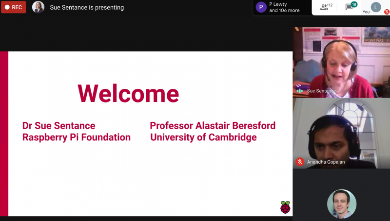 Screengrab from the Cambridge Computing Education Research Symposium 2020 online event