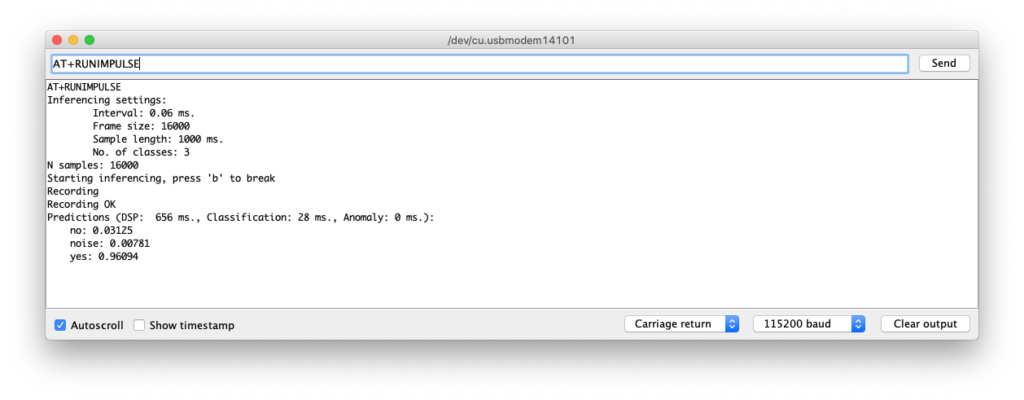 Keyword spotting on the Arduino Nano 33 BLE Sense