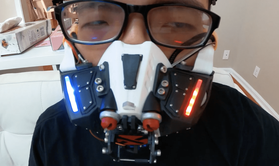 This automated mask closes when others are near