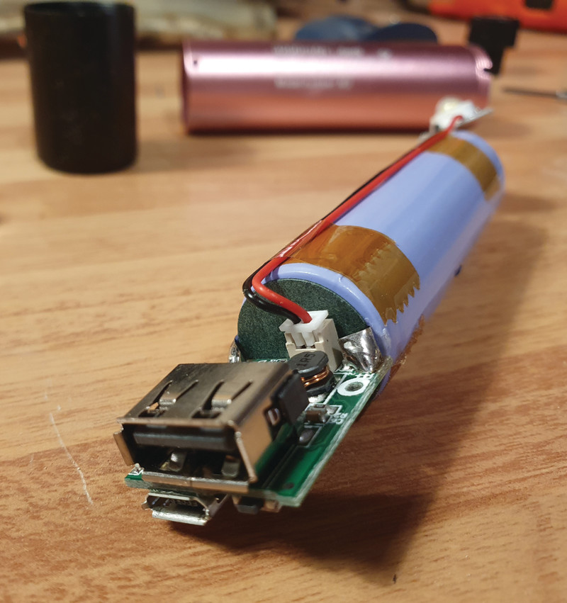 Step 2. Add a slim USB battery pack and connect it to Raspberry Pi Zero W via a cable with a latching button to turn it on/off. Assemble your customised hand-held scanner so any circuitry is hidden, but leave space inside the case.