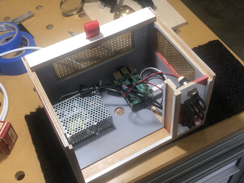 Raspberry Pi 4 sits neatly inside the project’s bespoke housing, secured using 3mm standoffs