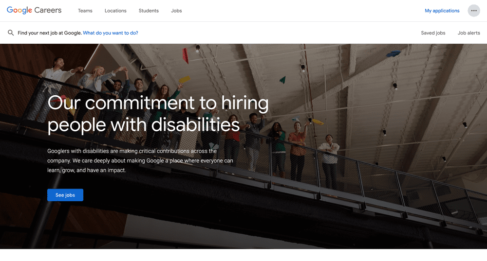 Google PwD Careers Page