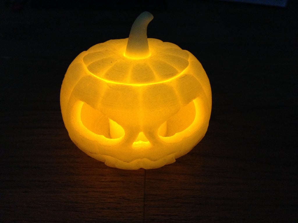 3D printed pumpkin glowing orange