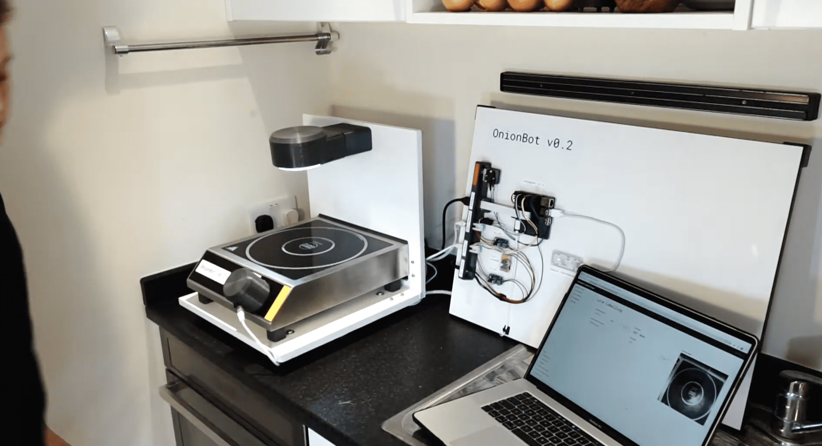 OnionBot robotic sous-chef set up in a kitchen