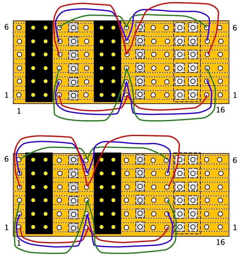 Wiring of GPIO extender shown in two stages