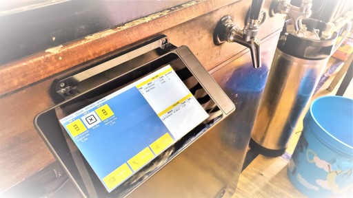 Raspberry Pi seven inch touch screen running Keg Punk software