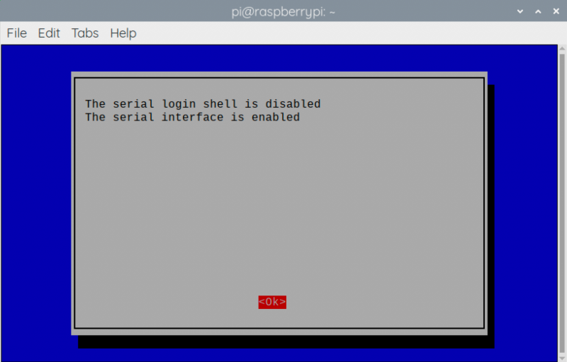 Enabling a serial UART using raspi-config on the Raspberry Pi.