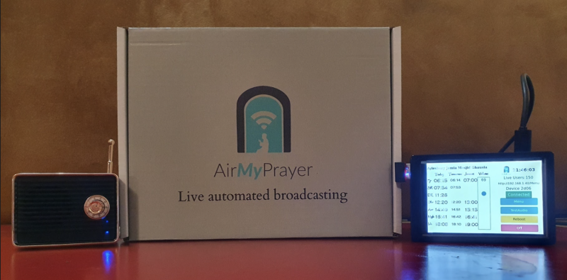 The home AirMyPrayer has many features that make it easy to connect to the internet to receive calls to prayer