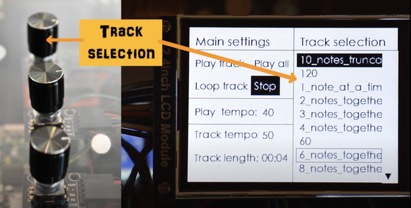 self playing xylophone track selection buttons