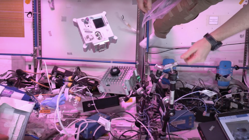 Mark 2 Astro Pi units rotate in microgravity on the International Space Station.