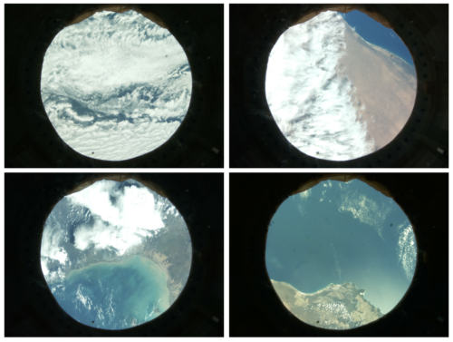 Quatre photographies de régions de la Terre prises sur la Station spatiale internationale à l'aide d'une unité Astro Pi.