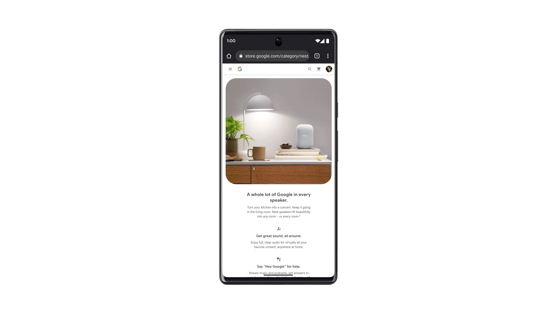 This graphic begins with a user copying an image from the web on their phone. They select the Nearby Share icon and the image from the phone is now in the clipboard of their tablet. The user then clicks paste within a slide in Google Slides on their tablet and the image from the phone appears.