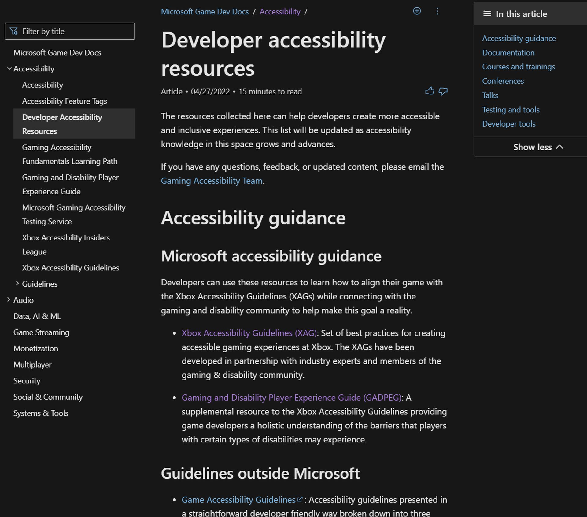 Gaming Developer Accessibility Resource Hub