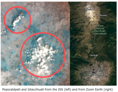 Popocatépetl Volcano photographed from the ISS by team LandISS.