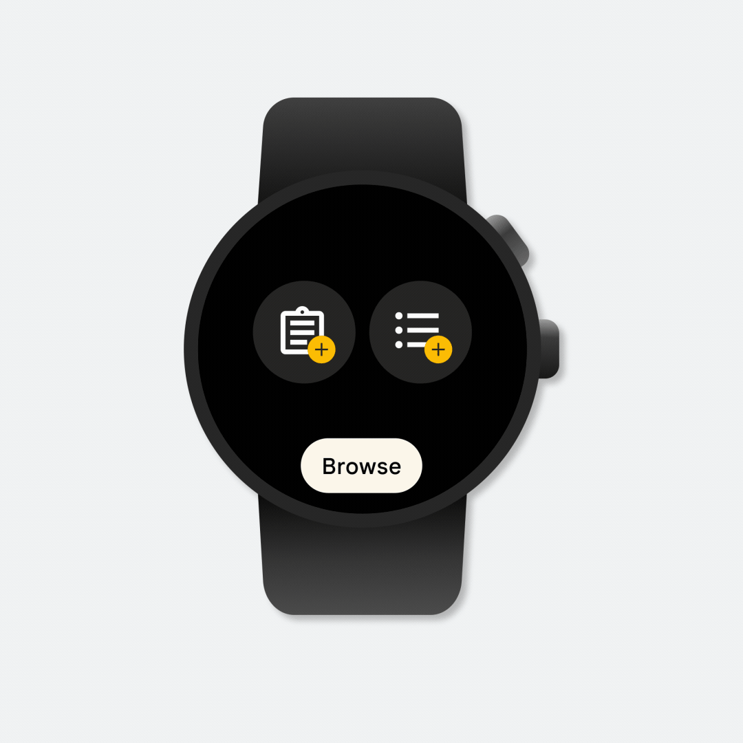 Demonstration of a user dictating a new Note into their watch with their voice, before tapping to set it as a reminder for later.