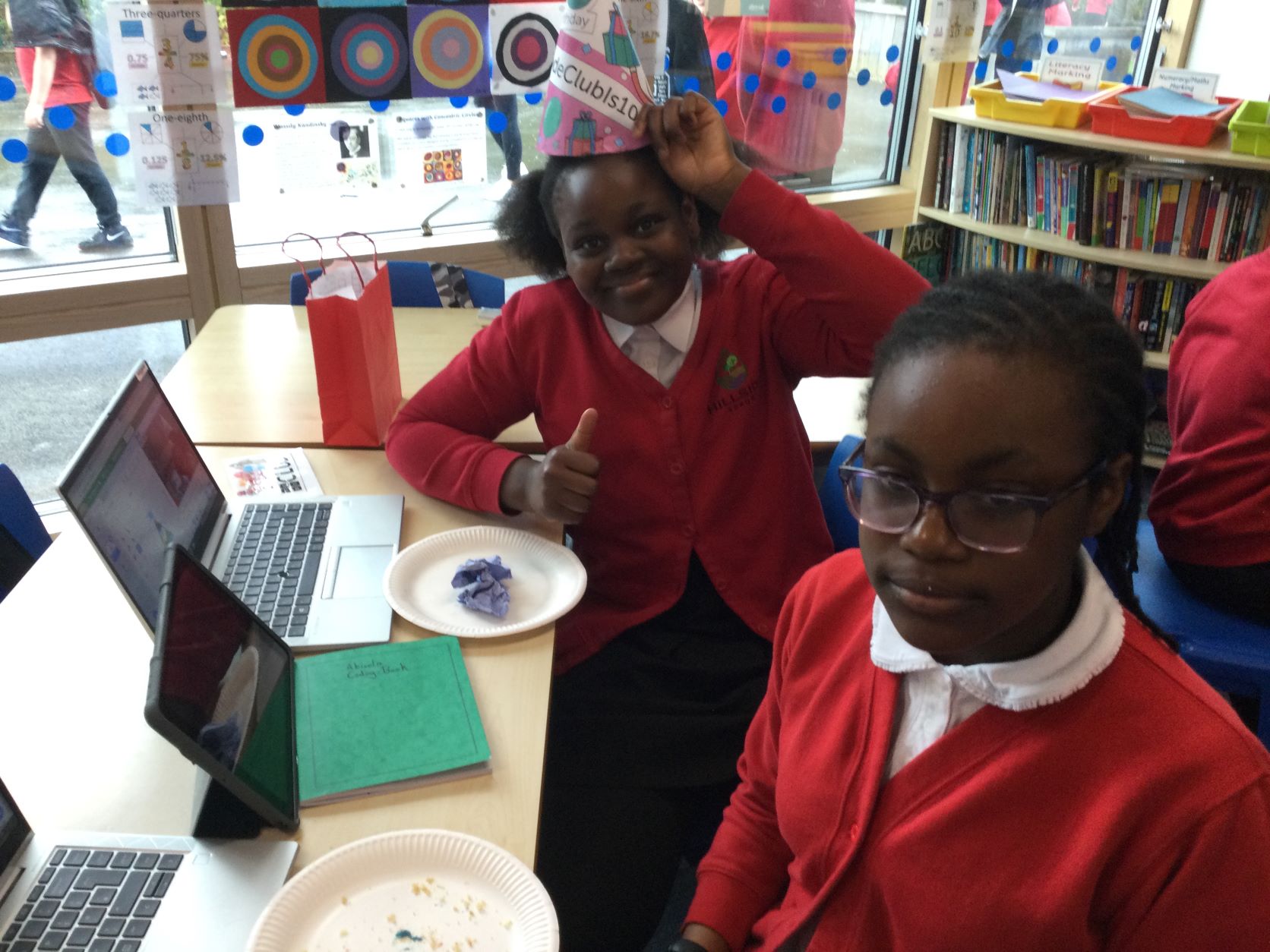 Two young people at a Code Club.