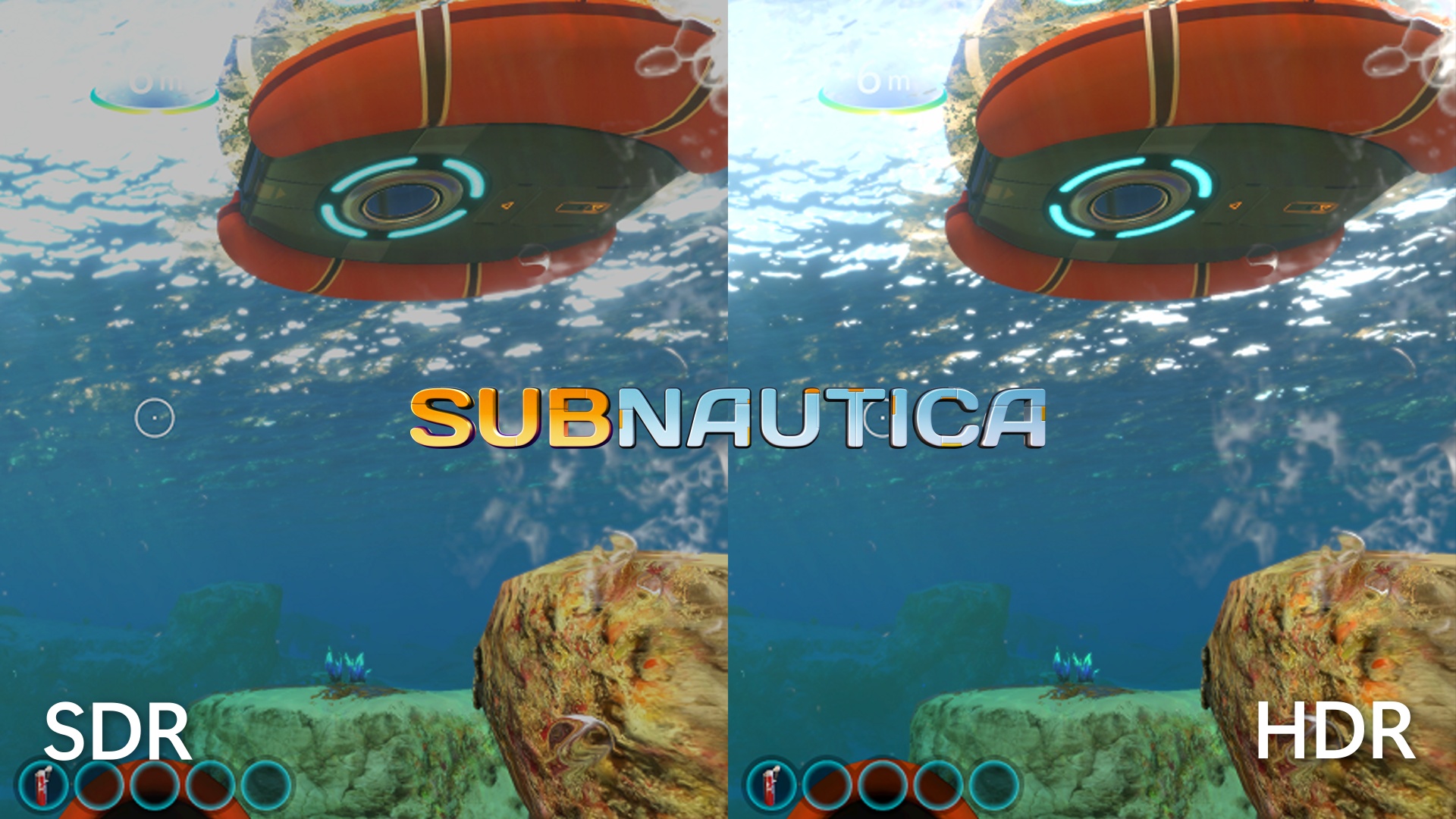 Subnautica HDR comparison screenshot