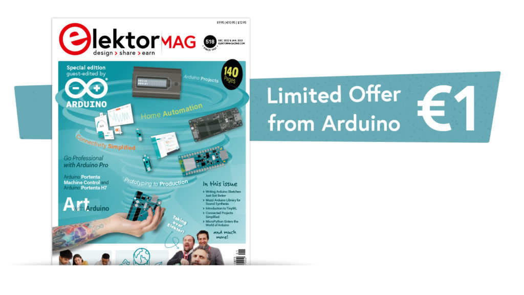 Arduino has guest-edited a special edition of Elektor Magazine — and we’re giving away the digital copy for only €1 for a limited time