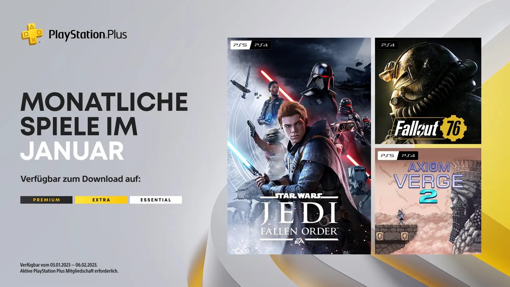 PlayStation Plus – Monatliche Spiele im Januar: Star Wars Jedi: Fallen Order, Fallout 76, Axiom Verge 2